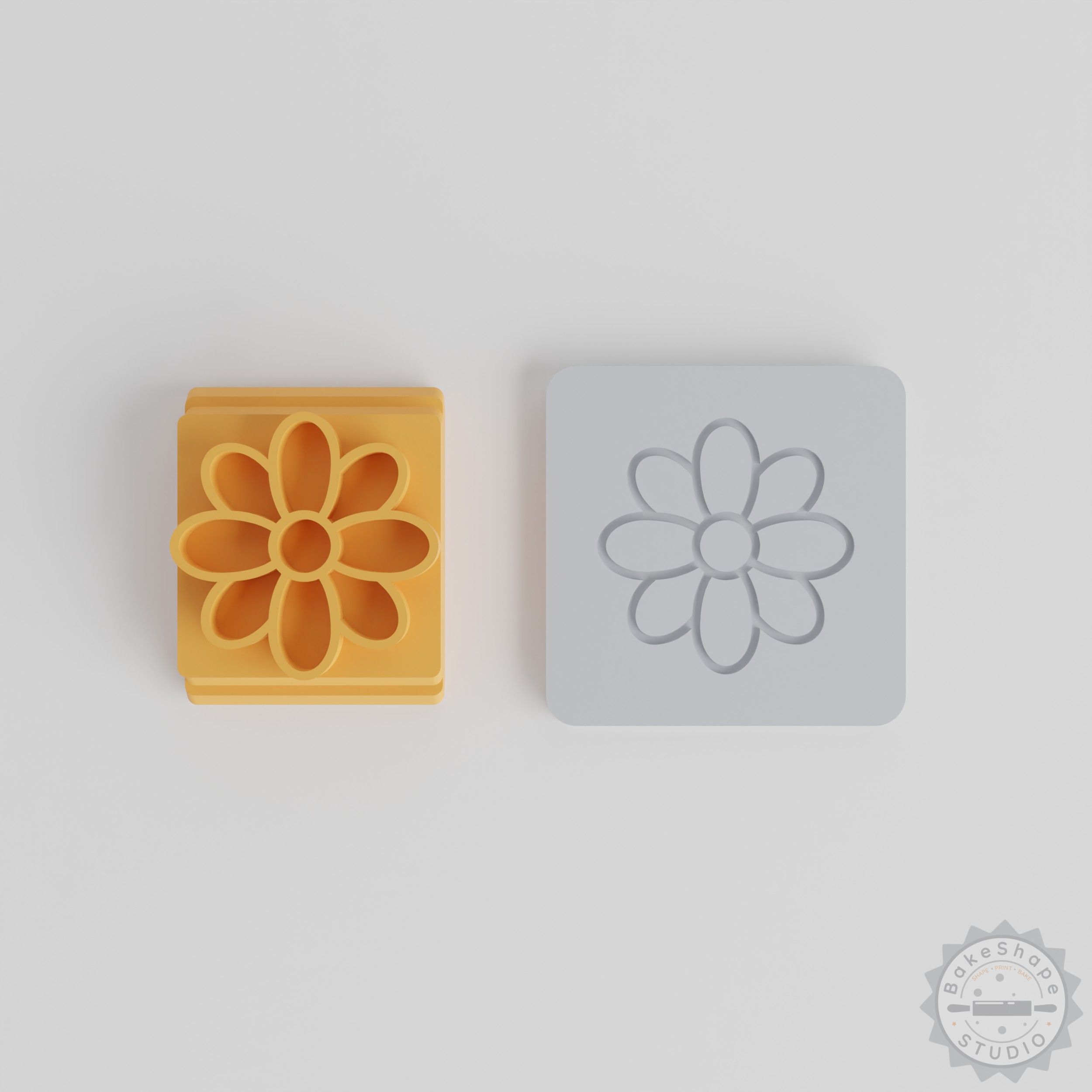 Calendula Floral Stamp Tile Set, 5 Sizes for Clay, Cookies, Fondant, Garden Bloom Designs