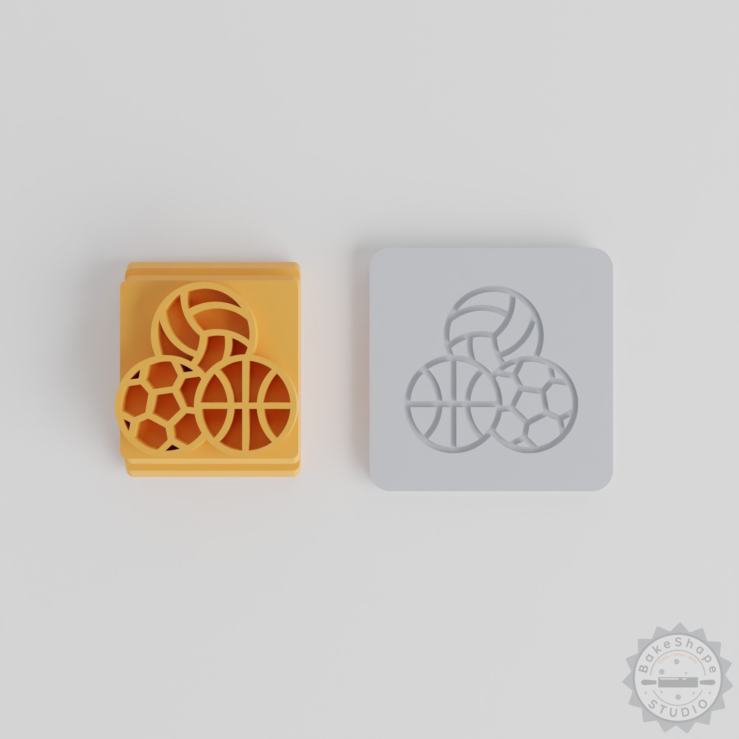 Sports Stamp Tile Set for Clay and Cookies, 5 Piece Set with 5 Motiv Sizes