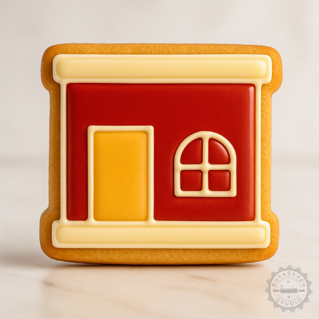 Decorated example 1 of House Shape Cookie Cutter & Stamp Set, 6-Piece, Multiple Sizes, Perfect for Cookies & Fondant