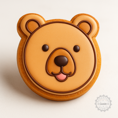 Decorated example 1 of Bear Cookie, Fondant Shape Cutter and Stamp Set, 6-Piece, S/M/L Sizes, Animal, Wildlife Design