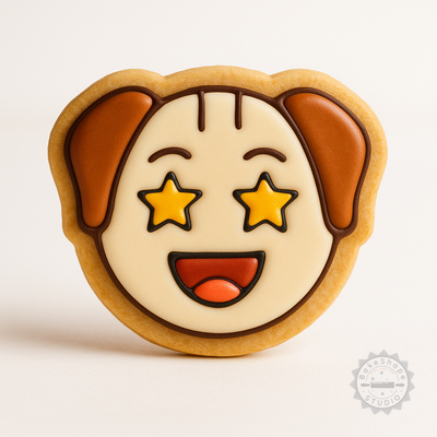 Decorated example 1 of Lucky Shape Cutter and Stamp Set for Cookies, Fondant - Dog Design, 3 Sizes, 6 Pieces