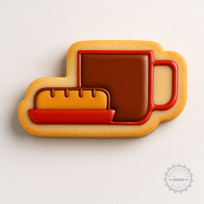 Decorated example 1 of Breakfast Shape Cutter and Stamp Set, Perfect for Cookies and Fondant, 6 Pieces, Includes Sizes S-M-L