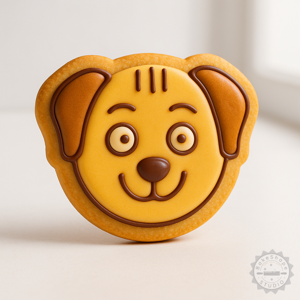 Decorated example 1 of Smile Dog Shape Cutter and Stamp Set, Perfect for Cookie and Fondant, 6-Piece Baking Tool Collection