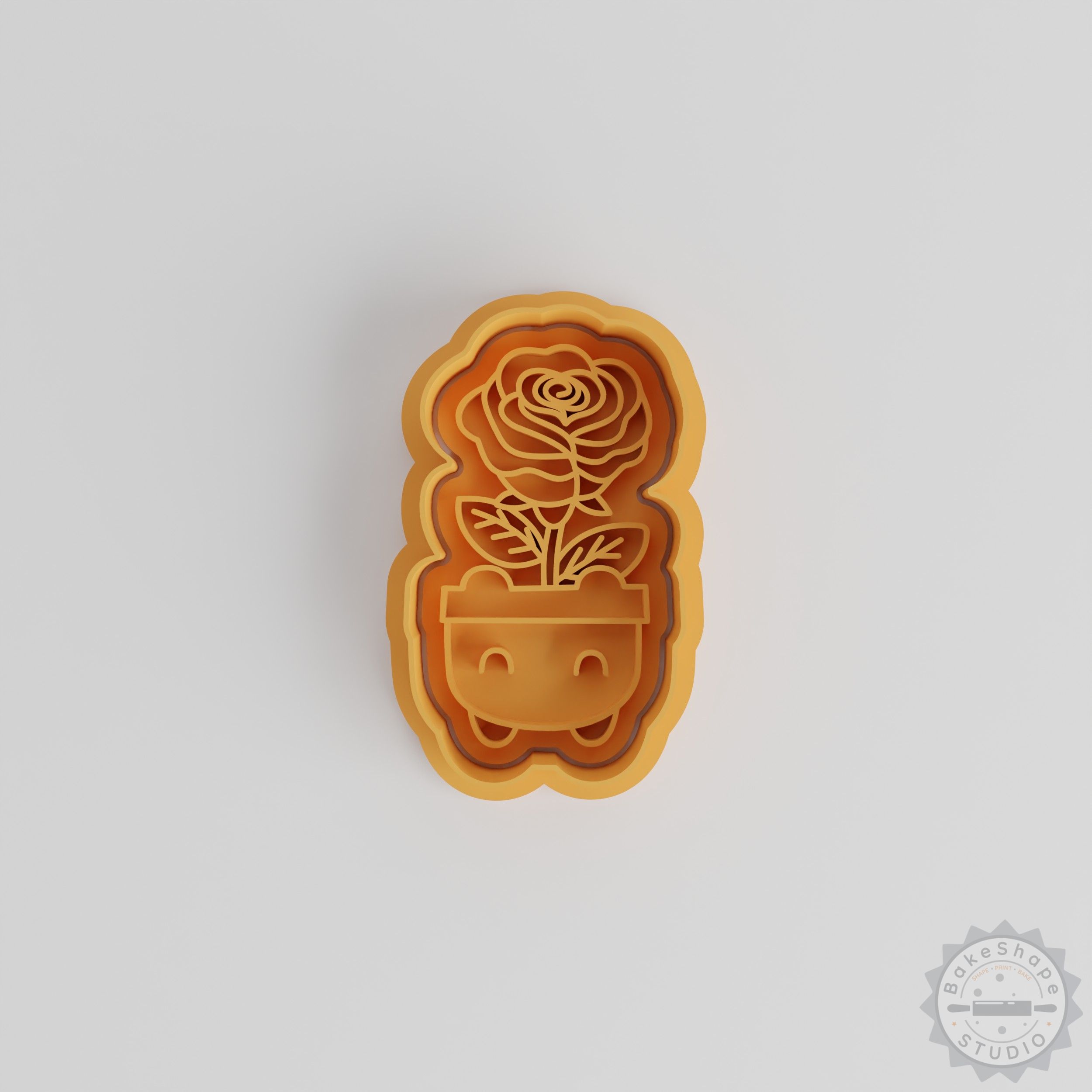 Rose Flower Pot Cutter and Stamp Set, 3 Sizes, Perfect for Cookies and Fondant, Cute Spring Bloom Designs