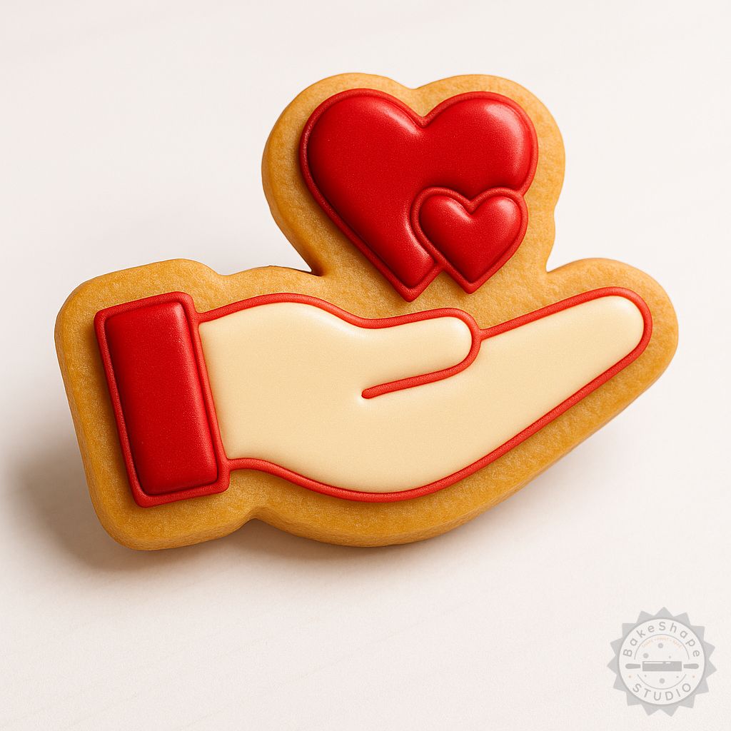 Gift Love heart cookie cutter and stamp set STL for 3D printing in small, medium, and large sizes