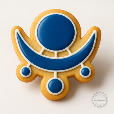 Decorated example 1 of Shravana Nakshatra Vedic Astrology Cookie, Fondant Shape Cutter & Stamp Set, 6-Piece, S/M/L Sizes