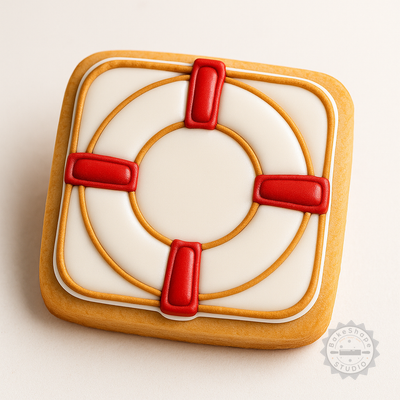 Decorated example 1 of Help Ring Cutter & Stamp Set, S/M/L, 6-Pc Cookie Fondant Shape Cutter Kit