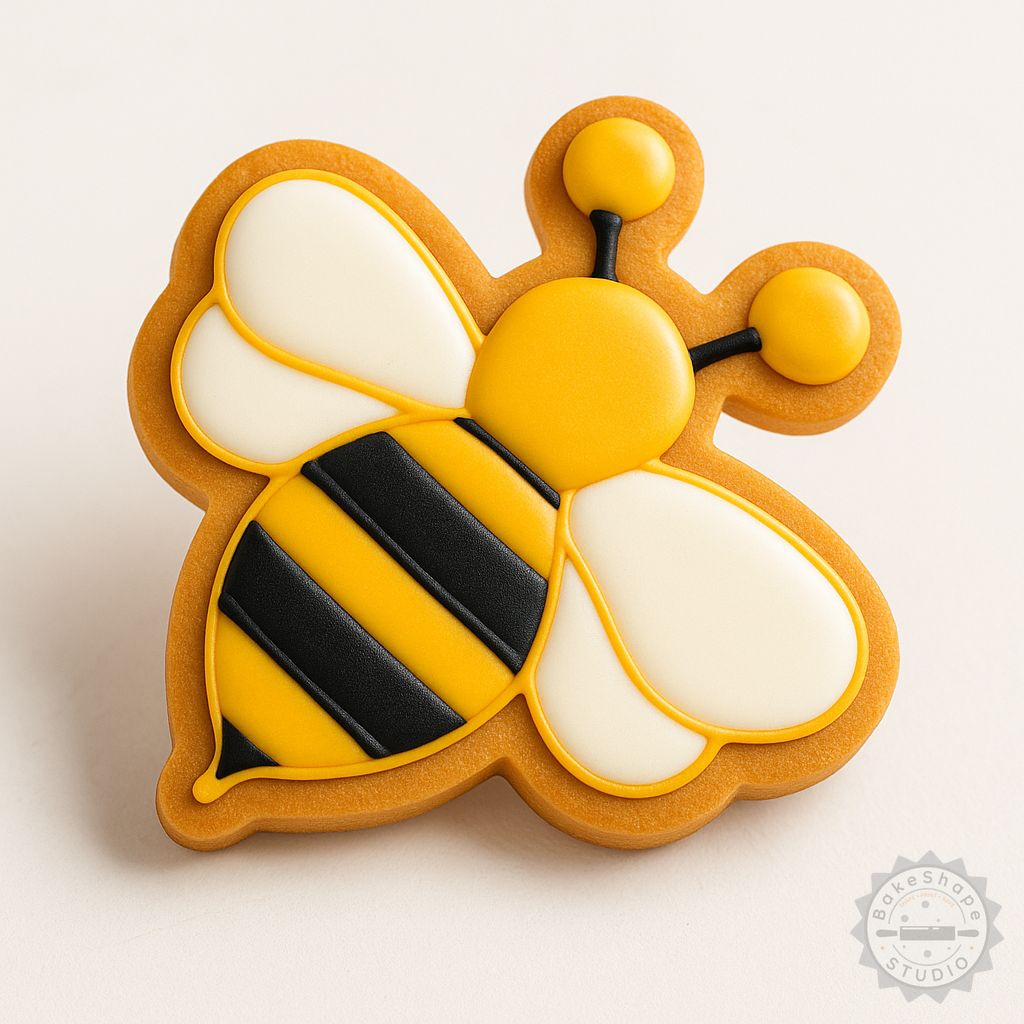 Bee shape cutter and stamp set STL for 3D printing cookie cutters and fondant tools in three sizes