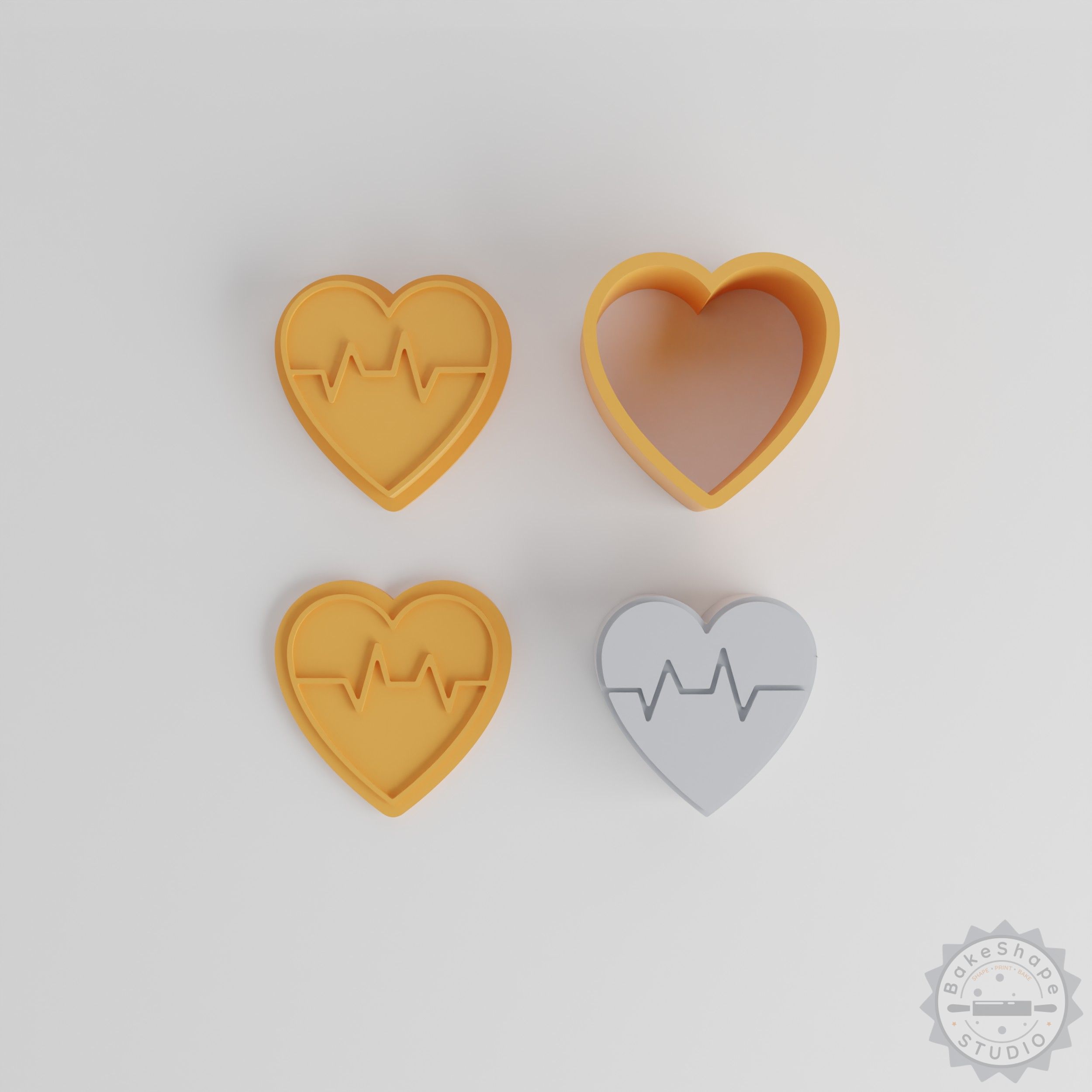 Heartbeat Bath Bomb Mold Set, 12 Pieces, 4 Sizes XS-L, Heart Rate Theme