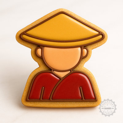 Decorated example 1 of Kung Fu Cookie Cutter Set, Martial Arts Shape Stamps for Cookies, Fondant, 6-Piece, Sizes S/M/L