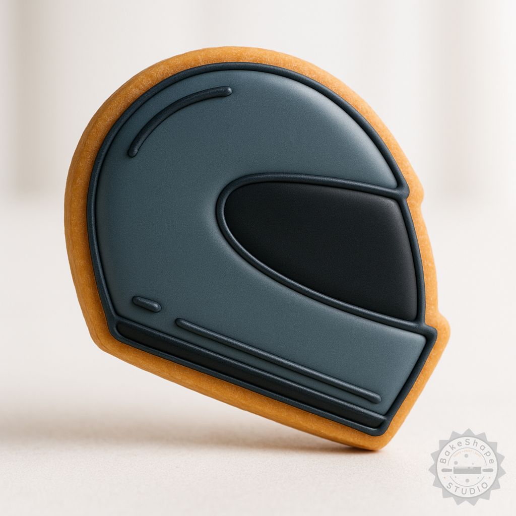 Helmet cookie cutter and stamp set STL for 3D printing with small, medium, and large sizes