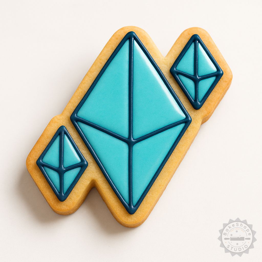Gems cookie cutter and stamp set STL for 3D printing with small, medium, and large gem shapes