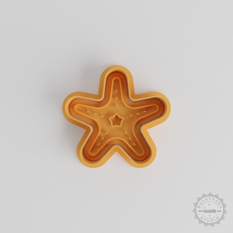 Starfish Cookie Cutter & Stamp Set, Fondant Tools, 3 Sizes (S/M/L), 6-Piece Sealife Design