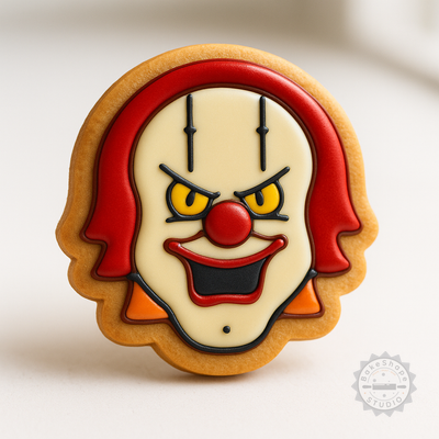 Decorated example 1 of IT Spooky Clown Cookie & Fondant Cutter Set, Halloween Horror Emoji, 6-Piece Collection