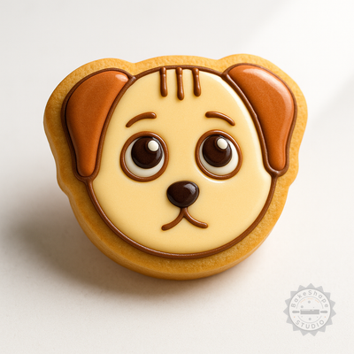 Decorated example 1 of Stress Cookie Cutter & Stamp Set, Animal Design, 6-Piece, S/M/L, Baking & Fondant Tools
