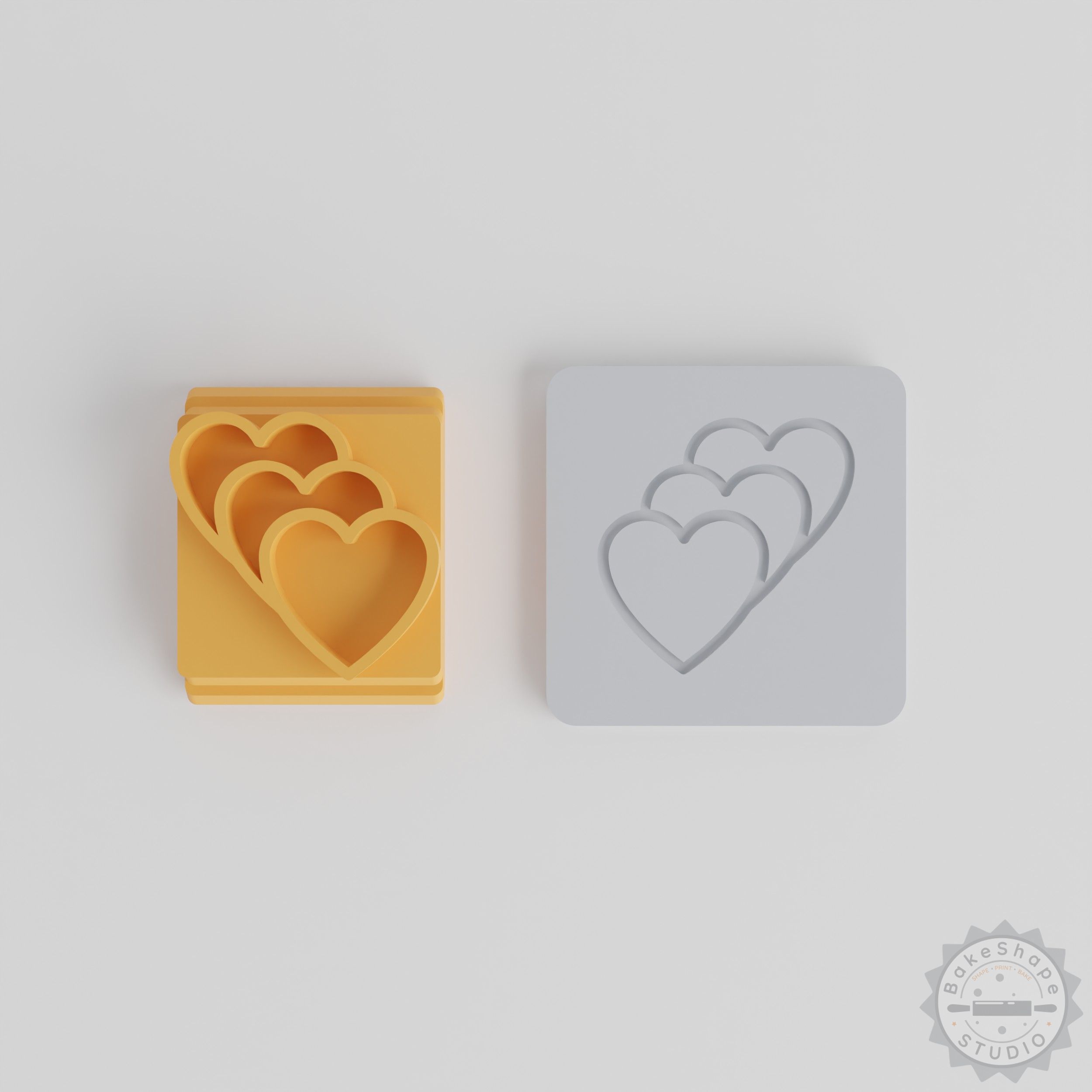 Hearts Stamp Tile Set, 5 Sizes for Clay, Cookies, Fondant, Romantic Love Symbols