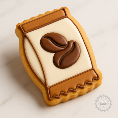 Decorated example 1 of Coffee Shape Cutter and Stamp Set, Perfect for Cookies and Fondant, 3 Sizes, 6-Piece Design