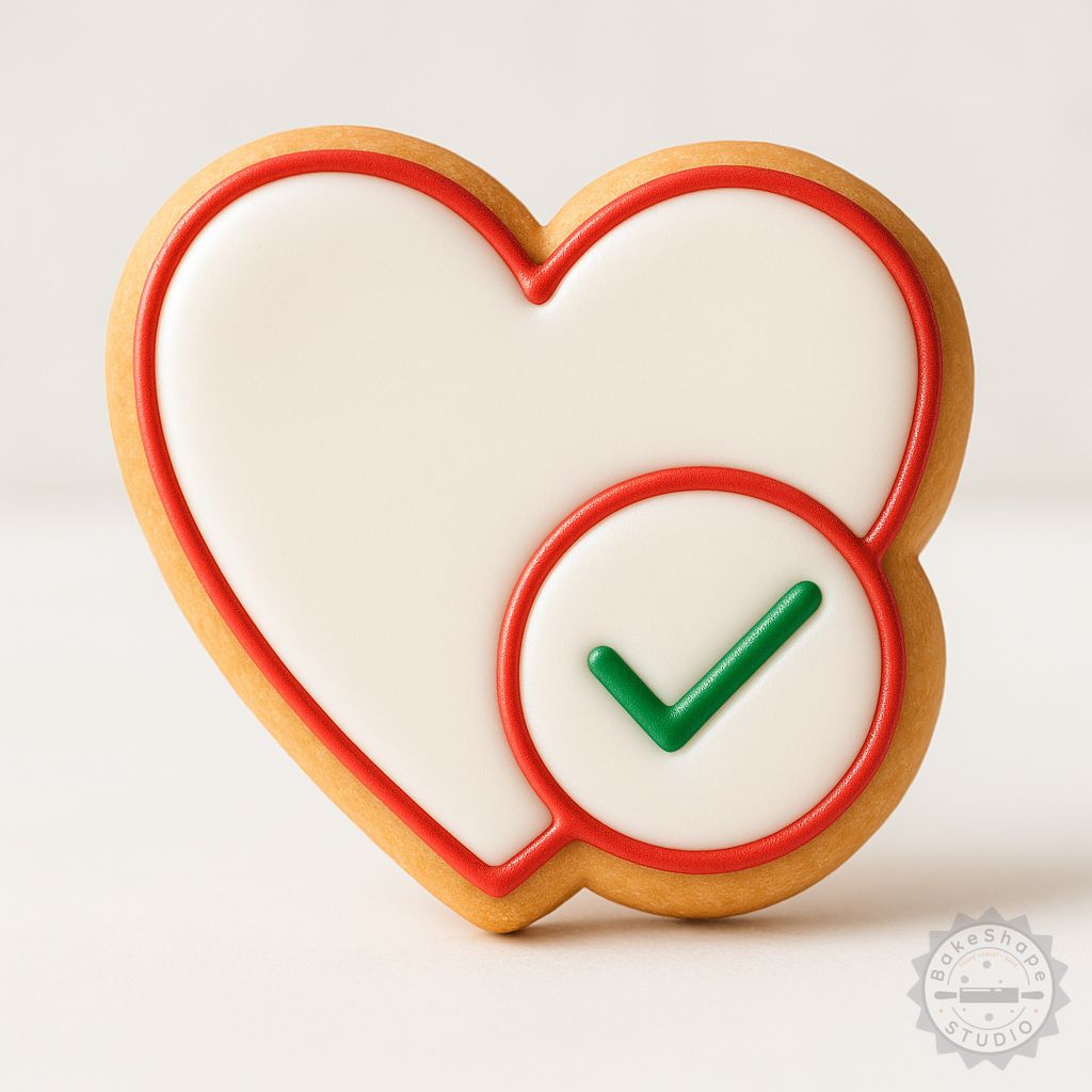 Heart Check Mark cookie cutter and stamp set STL for 3D printing cookies and fondant
