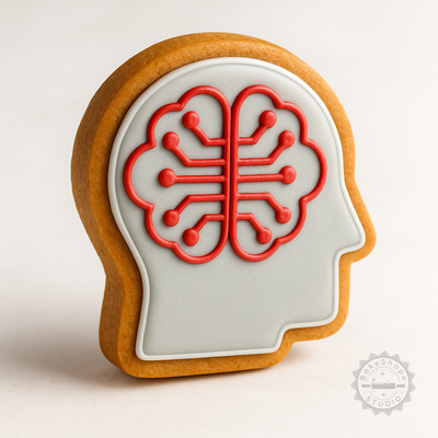 Decorated example 1 of Mind Network Shape Cutter and Stamp Set, Cookie and Fondant Tool, 6-Piece Bundle, Multiple Sizes