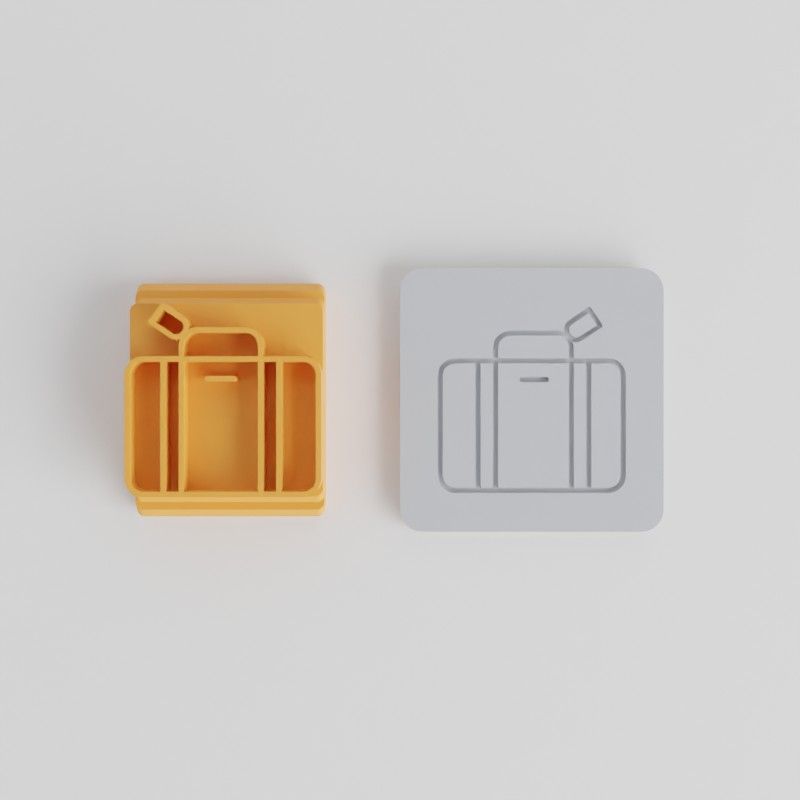 Suitcase Stamp Tile Set, 5 Sizes for Clay, Cookies, Fondant, Travel Luggage Motif