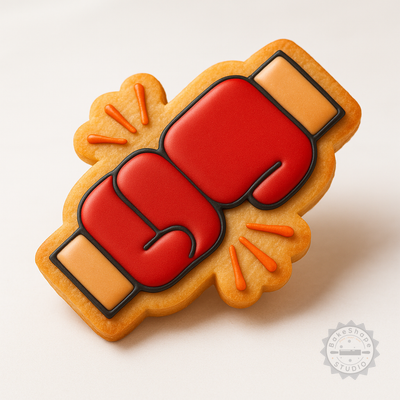 Decorated example 1 of Boxing Gloves Shape Cutter and Stamp Set, 6-Pc Cookie, Fondant Tools for Sport Fight Themes