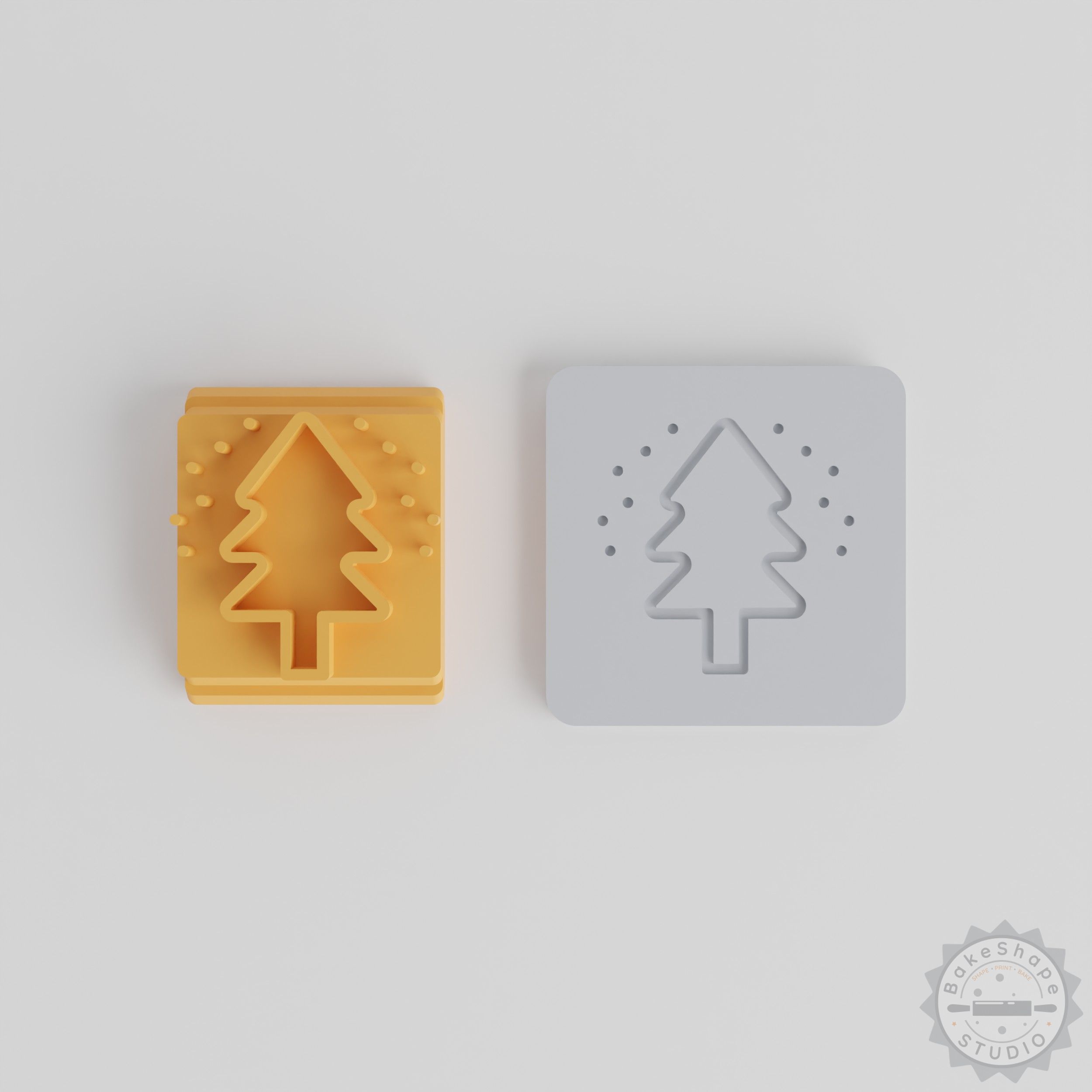 Pine Tree Stamp Tile Set, 5 Size Variety for Clay, Cookies, Fondant, Woodland Nature Design