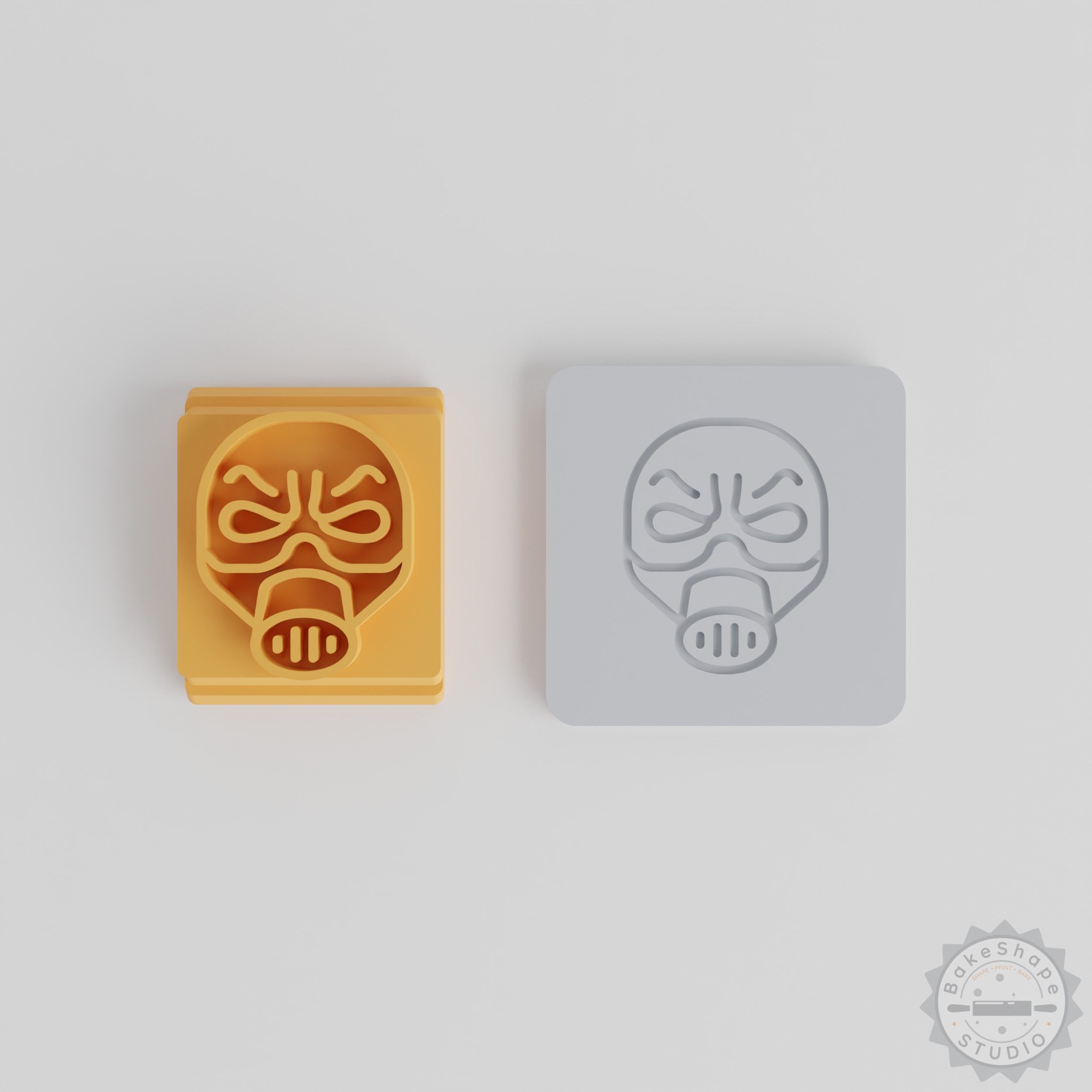 Gas Mask Man Stamp Tile Set for Clay, Cookies, Fondant - 5 Sizes, Halloween Horror Design