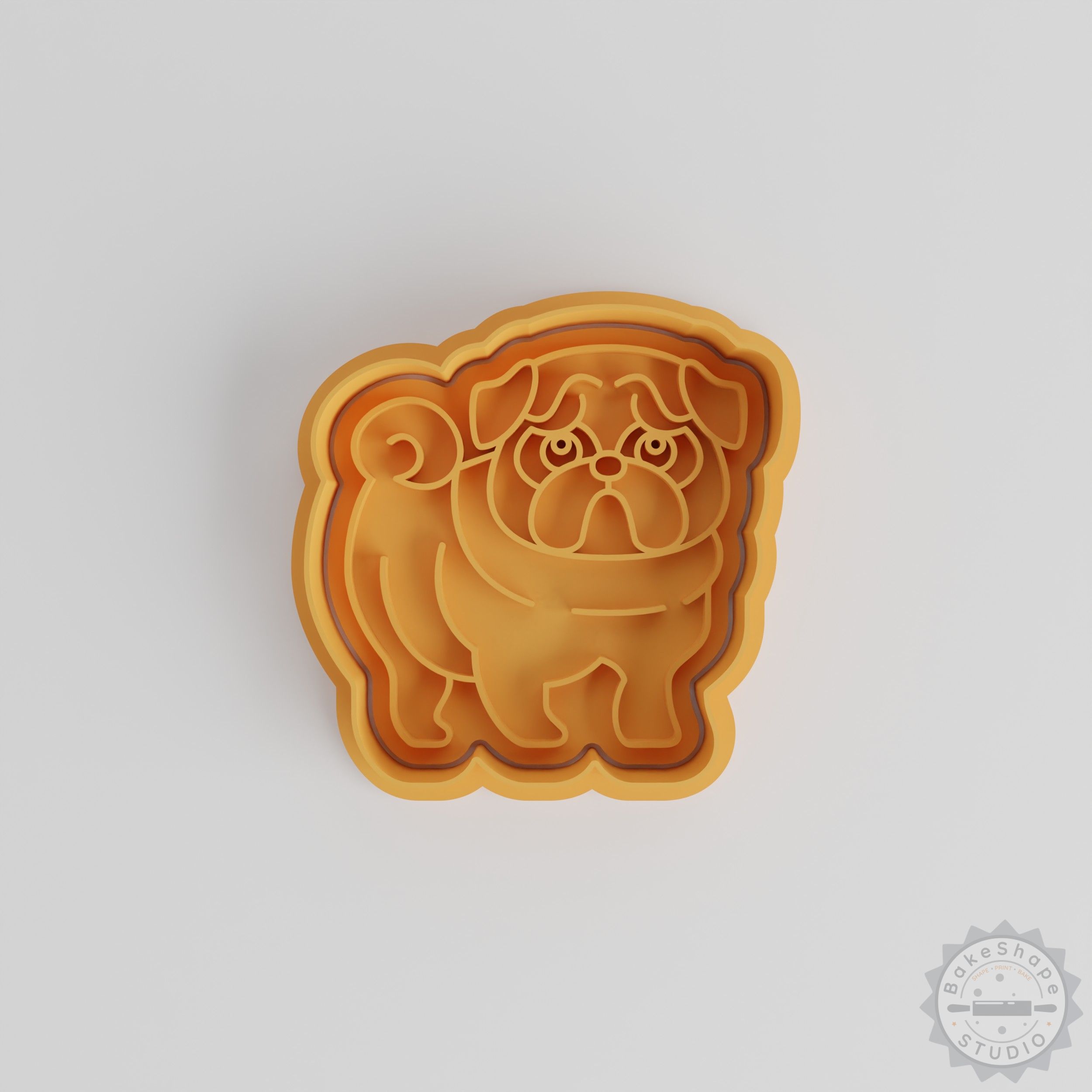 Cute Pug Dog Shape Cookie Cutter and Stamp Set, 3 Sizes, Perfect for Fondant Baking