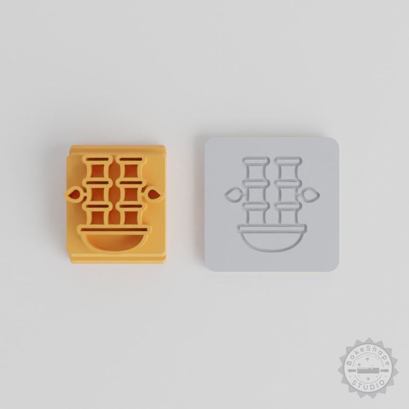 Potted Bamboo Stamp Tile Set for Clay & Cookies - 5 Sizes, Versatile Crafting Tool
