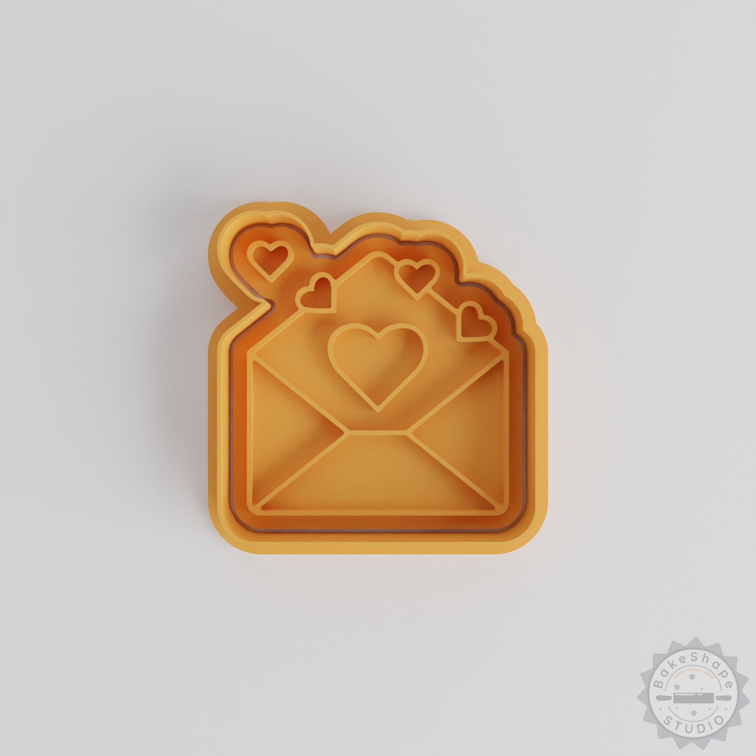 Love Letter Cookie Shape Cutter & Stamp Set, Perfect for Fondant, 6 Pc, Heart Envelope Design