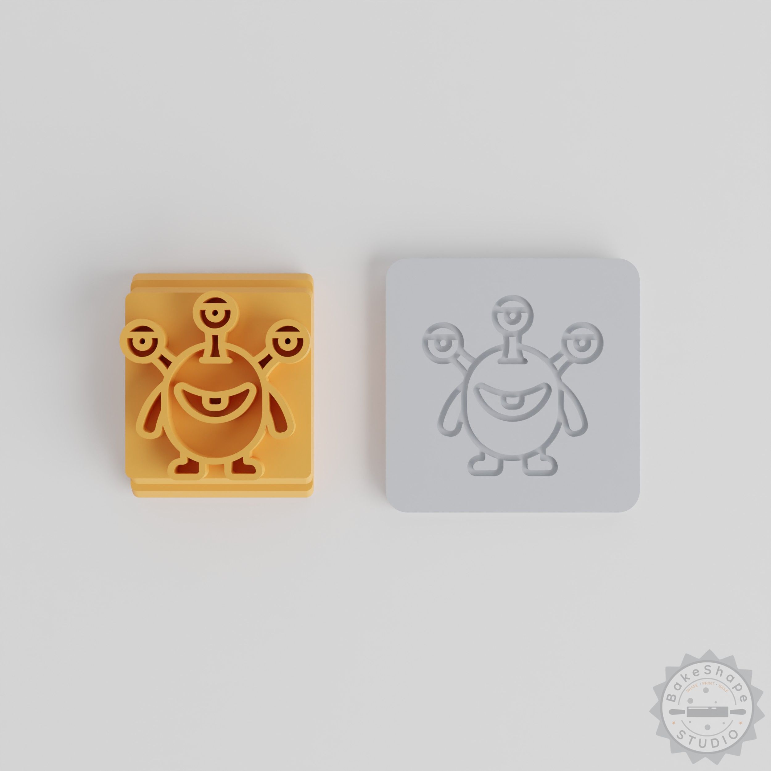 Three Eyes Monster Stamp Set, 5 Sizes, Clay Cookie Fondant Crafting Tool