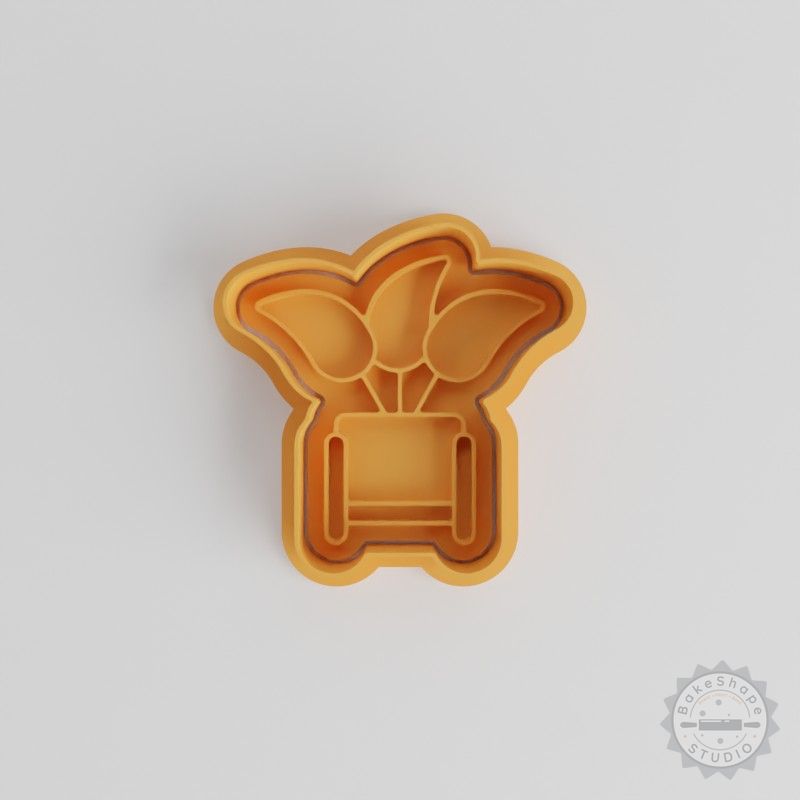 Modern Pot Plant Cutter & Stamp Set for Cookies, Fondant - 6 Pieces (S/M/L)