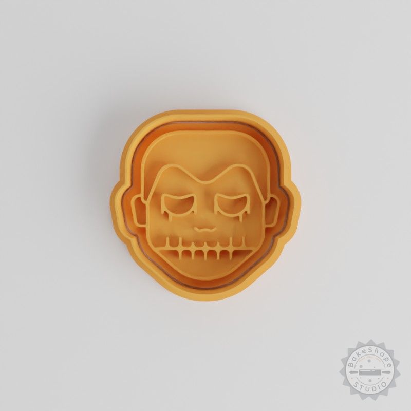 Skull Boy Cookie Cutter Stamp Set, Halloween Skull Shape, 6-Piece Fondant Tools in S/M/L Sizes