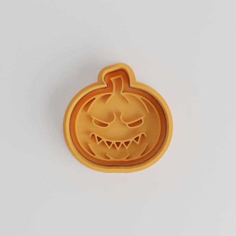 Evil Pumpkin Halloween Cookie Cutter and Stamp Set - 6 Pieces, 3 Sizes, Perfect for Fondant and Baking