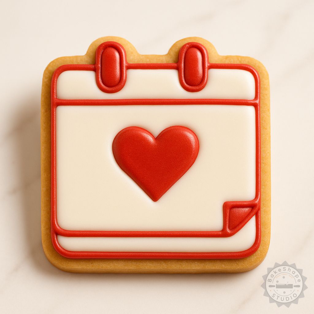 Heart Calendar cookie cutter and stamp STL files for 3D printing in small, medium, and large sizes