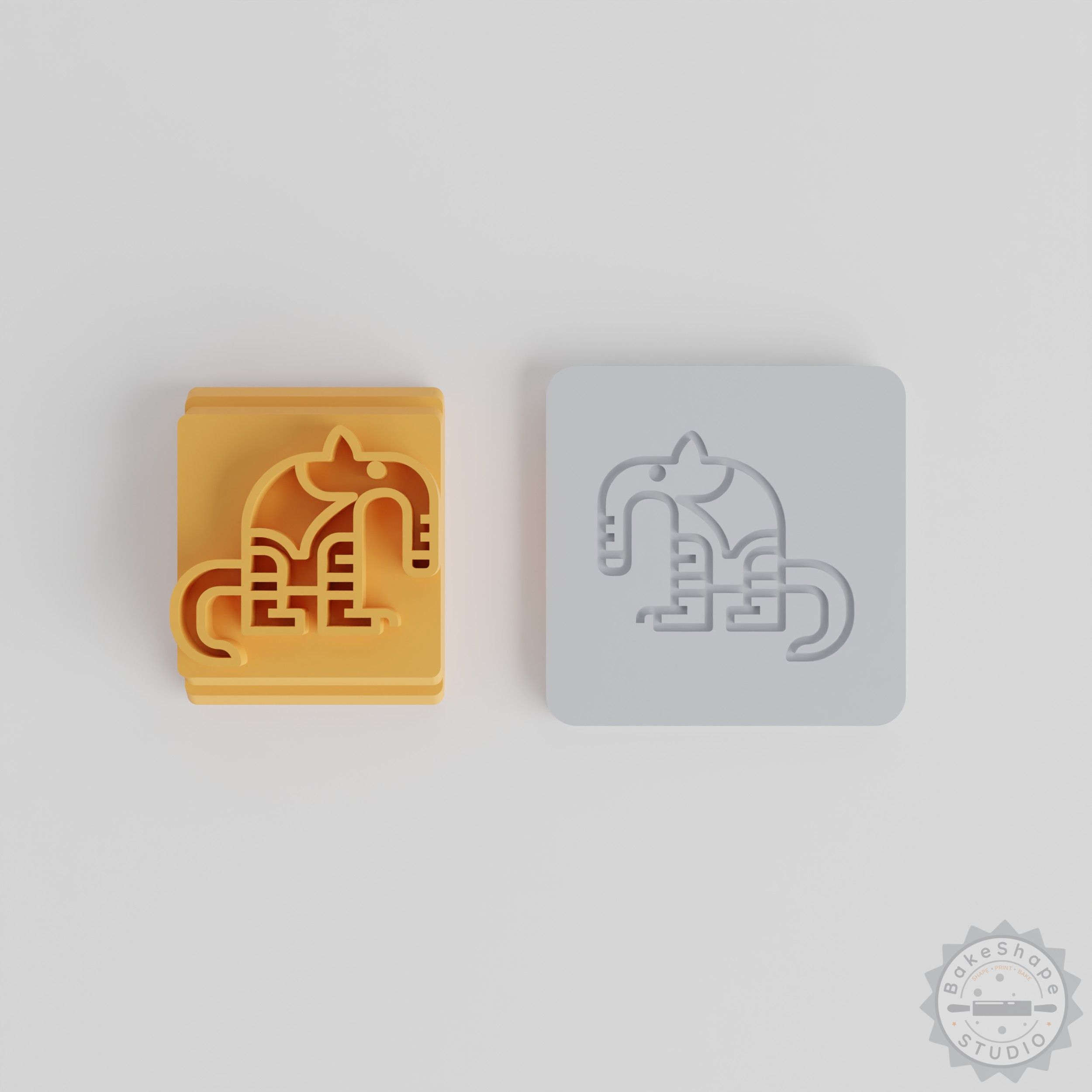 Zoo Animal Stamp Tile Set, 5 Sizes, Anteater Design for Clay, Cookies, Fondant