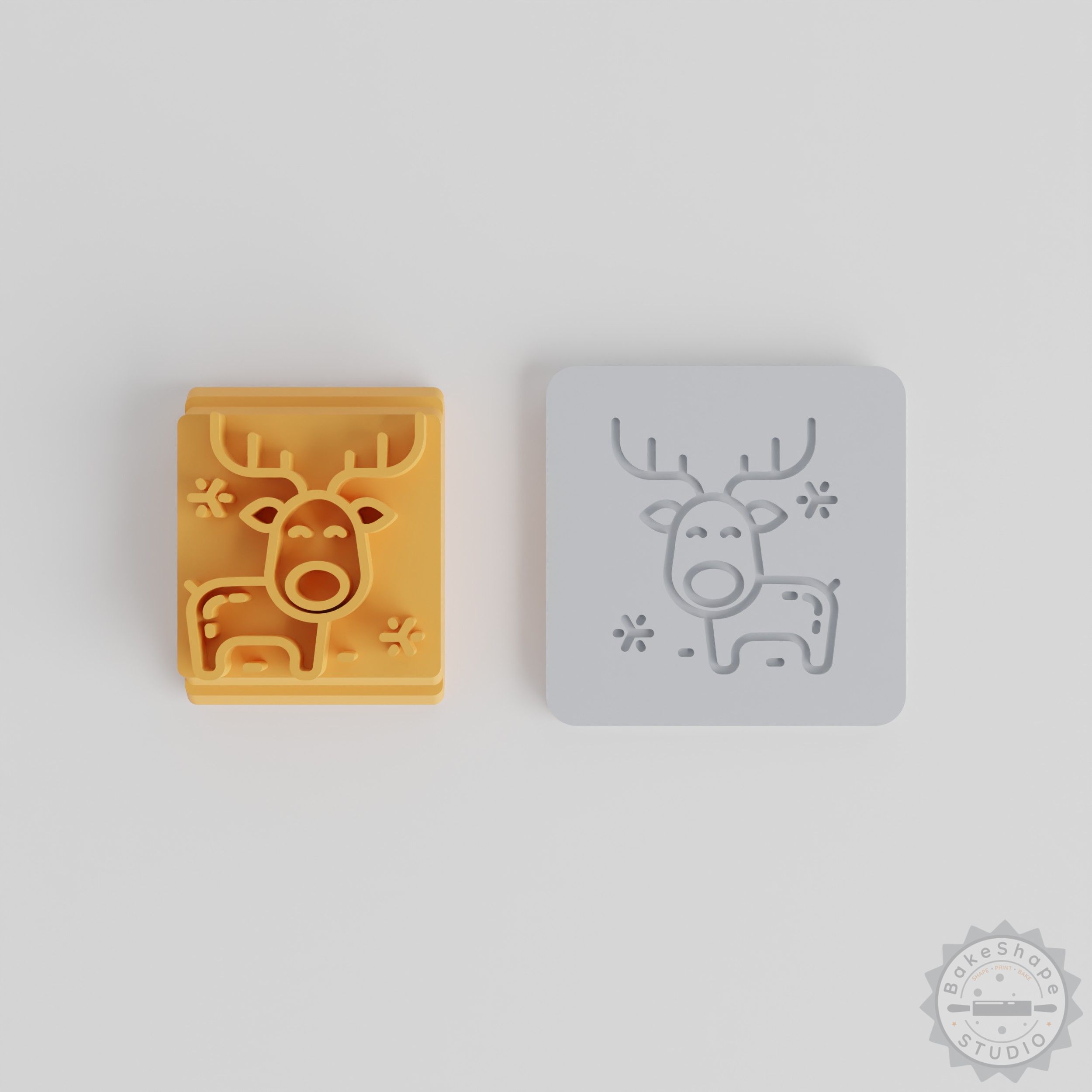 Deer Stamp Tile Set, 5-Piece, Multiple Sizes for Clay, Cookies, Fondant, Holiday Crafting