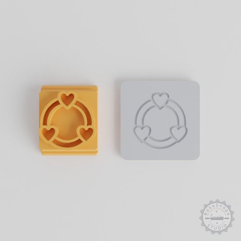 Hearts Stamp Tile Set, 5 Sizes, Perfect for Clay, Cookies, Fondant, Romantic Heart Shapes