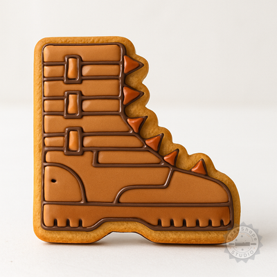 Decorated example 1 of Boot Cookie Cutter Set, 6 Piece, Shape Cutter and Stamp for Cookies, Fondant, S/M/L Sizes