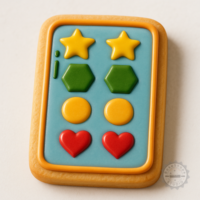 Decorated example 1 of Cookie, Fondant Mold Shape Cutter and Stamp Set, Baking Tool for Kitchen, 6-Piece 3 Sizes S/M/L