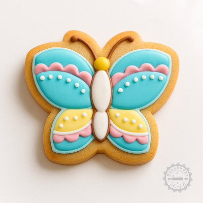 Decorated example 1 of Butterfly Cookie Cutter and Stamp Set, 6-Piece, S/M/L Sizes, Perfect for Cookies and Fondant