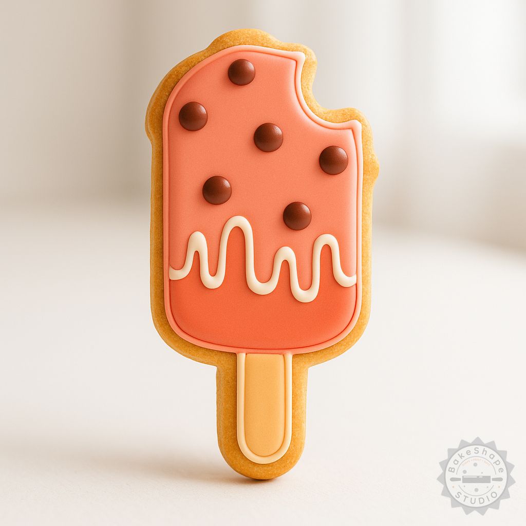 Popsicle shape cutter and stamp set STL for 3D printing, including small, medium, and large sizes for cookies and fondant