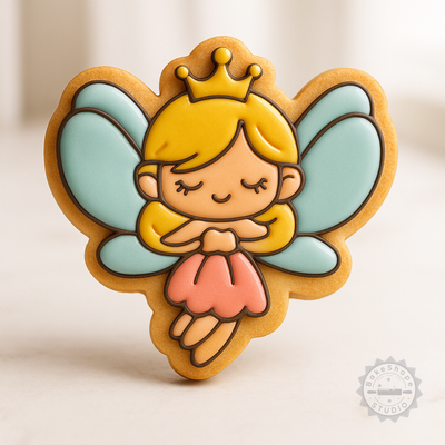Decorated example 1 of Fairy Cookie Cutter and Stamp Set, 6-Piece, S/M/L, Perfect for Cookies and Fondant, Magic Wings Fantasy Design