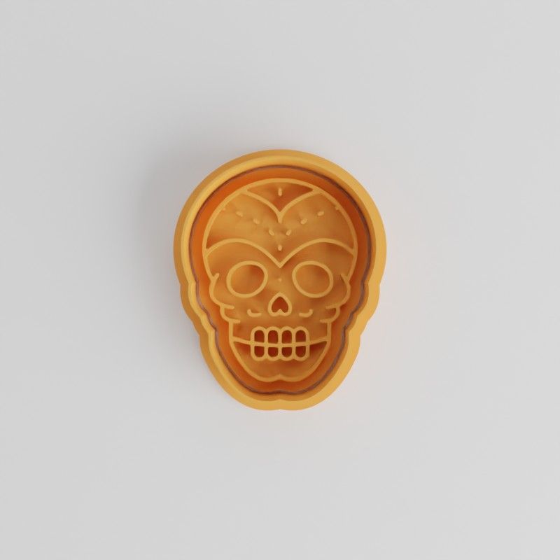 Skull Shape Cutter & Stamp Set, 6-Piece Cookie & Fondant Tool, Small/Medium/Large Sizes, Halloween & Day of the Dead Baking