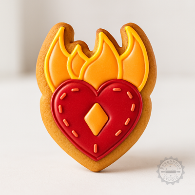 Decorated example 1 of Heart Shape Cutter and Stamp Set, Perfect for Cookies and Fondant, 6-Piece S/M/L Sizes
