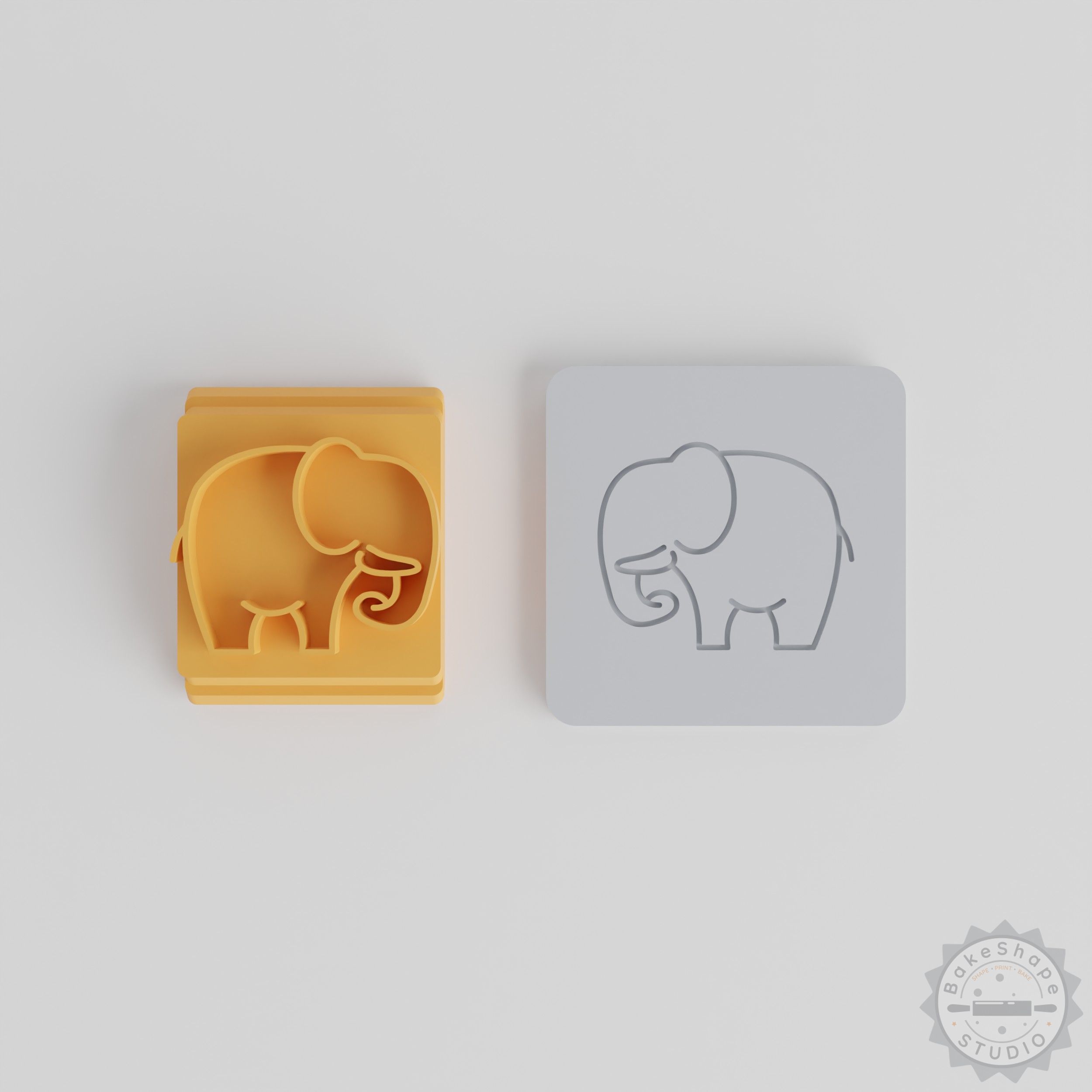 Elephant Stamp Tile Set, 5-Piece, Animal Motif, Clay Cookie Fondant Decor, Multiple Sizes 20-40mm
