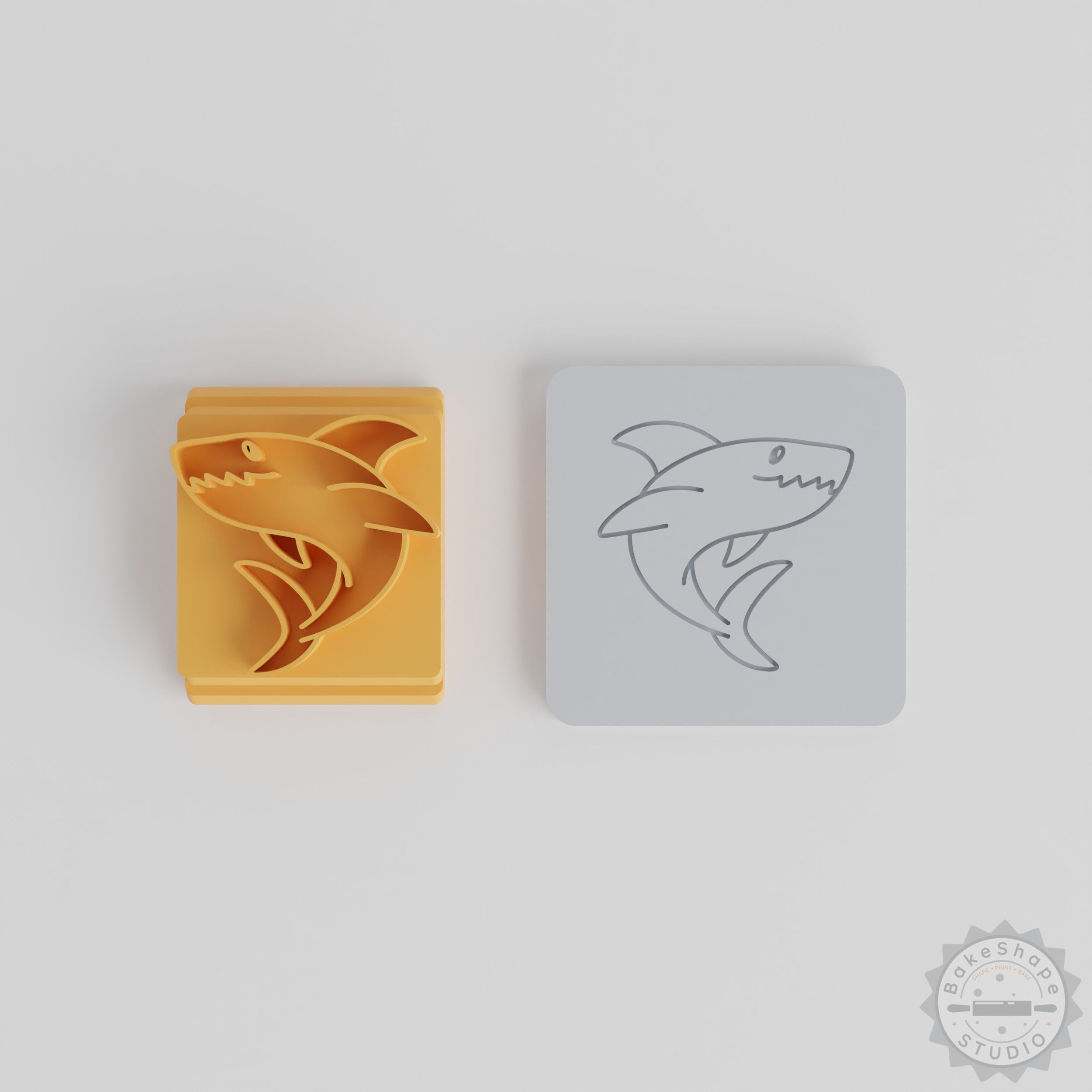 Shark Stamp Tile Set, 5-Piece Ocean Predator Motif for Clay, Cookies, Fondant, 5 Sizes