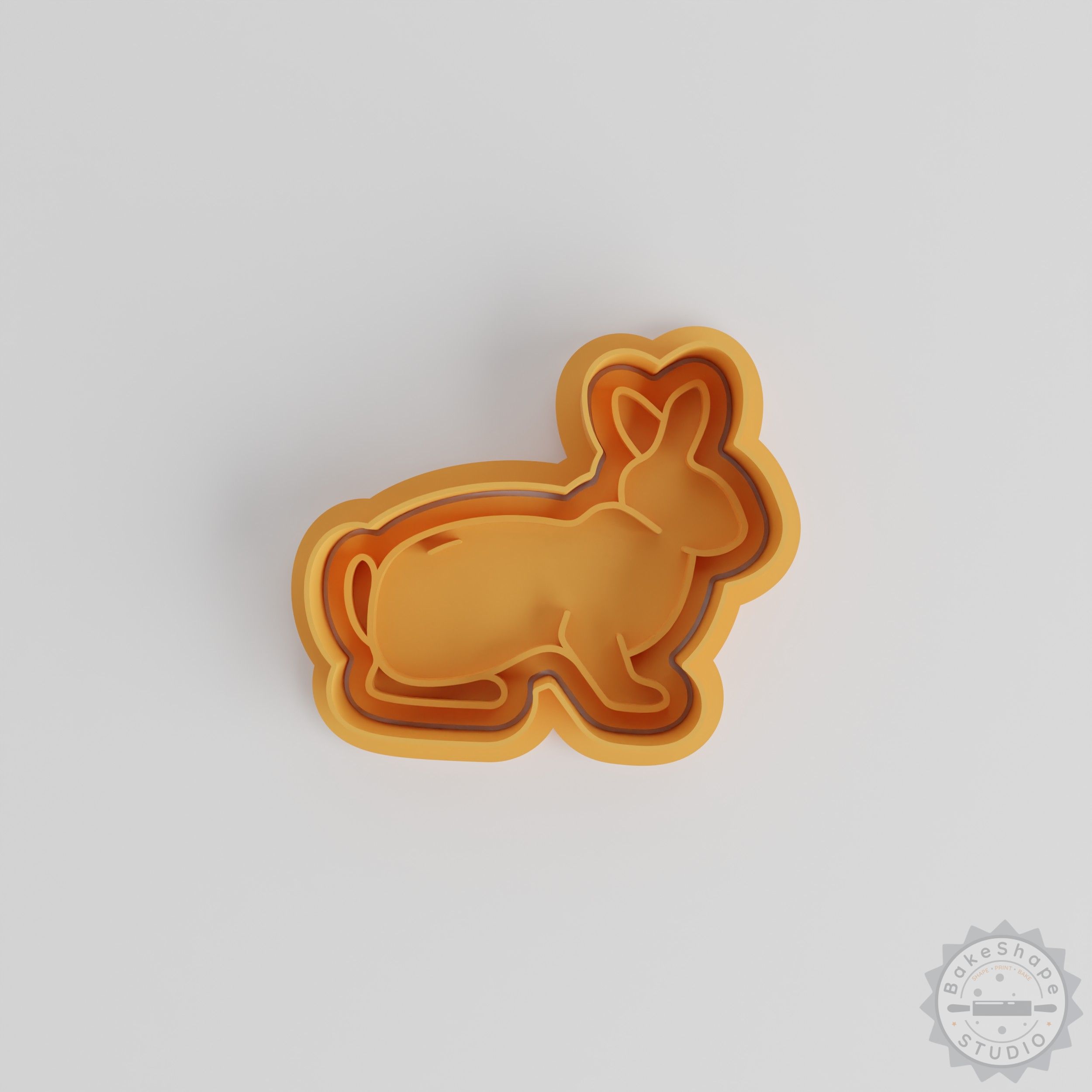 Easter Bunny cookie cutter and fondant stamp STL set with small, medium, and large sizes for 3D printing seasonal treats