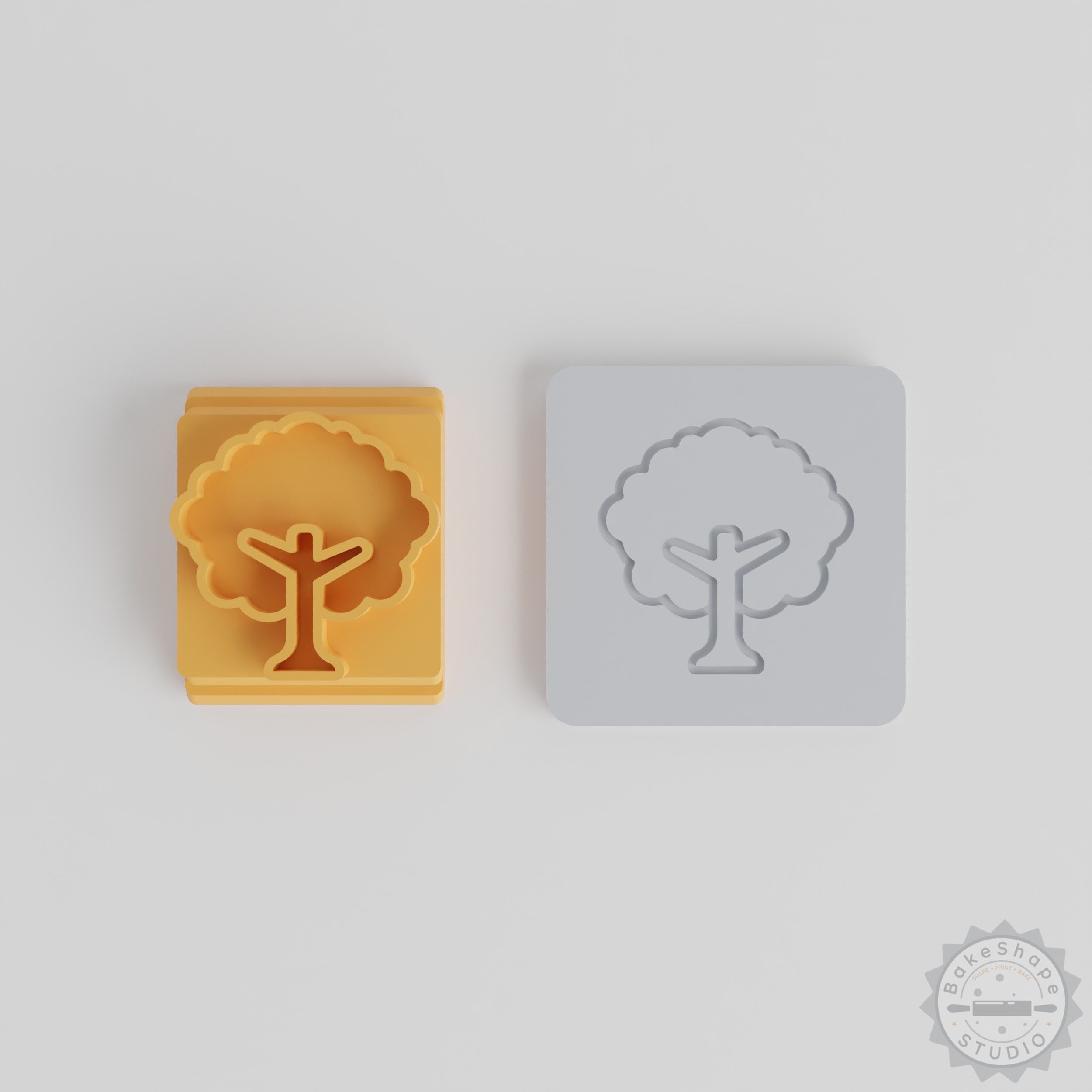 Tree Stamp Tile Set, 5-Piece, for Clay, Cookies, Fondant, Diverse Sizes 20-40 mm