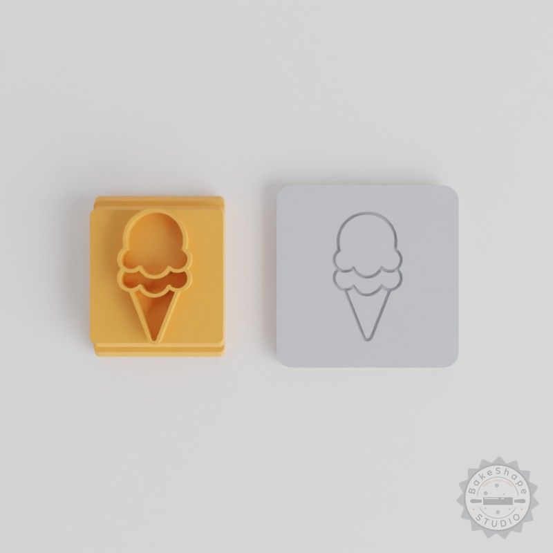 Ice Cream Stamp Tile Set, 5 Sizes for Clay, Cookies, Fondant - Fun Gelato Design